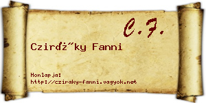 Cziráky Fanni névjegykártya